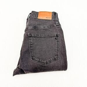 Madewell Cali Demi-Boot Bootcut Denim Jeans Charcoal Black Raw Hem Size 25T